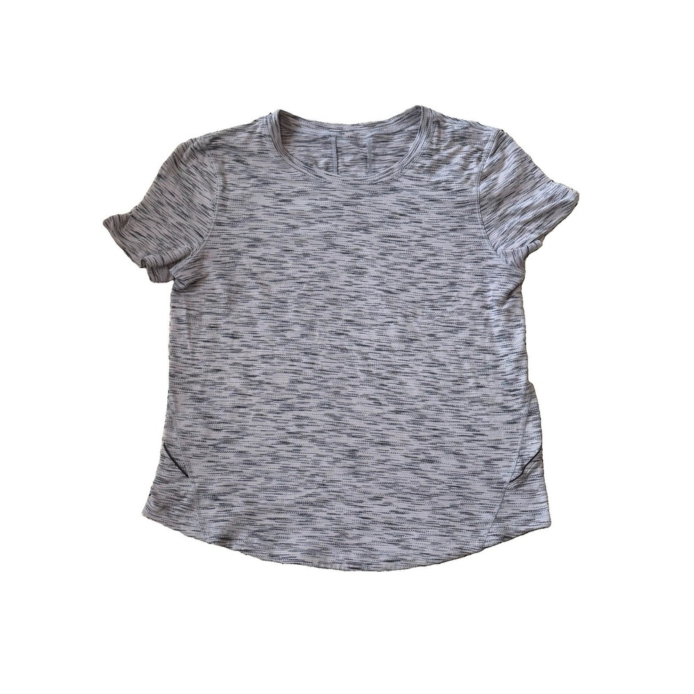 Lululemon Long Distance Short Sleeve Shirt Space Dye Black White Women's Size 4*